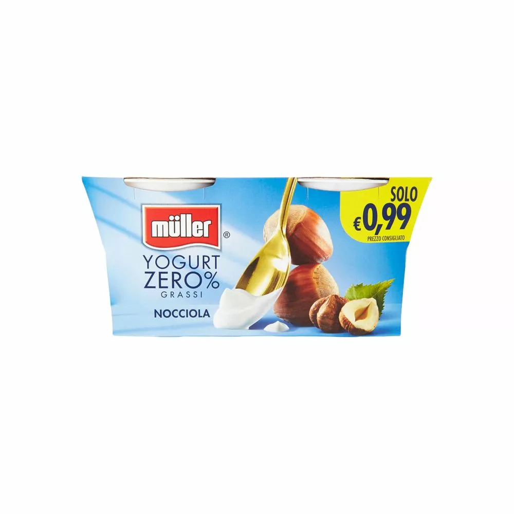 Mueller Müller Zero % Yogurt Magro Cremoso Alla Nocciola Gr. 125 X 2 3 Mueller Müller Zero % Yogurt Magro Cremoso Alla Nocciola Gr. 125 X 2