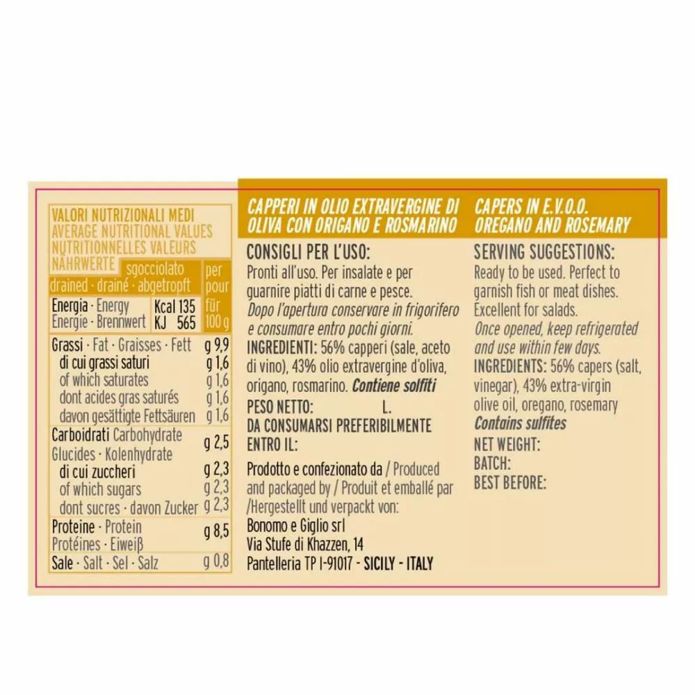 La Nicchia Capperi In Olio Conditi Con Rosmarino E Origano Gr.100 4 La Nicchia Capperi In Olio Conditi Con Rosmarino E Origano Gr.100 - immagine 2